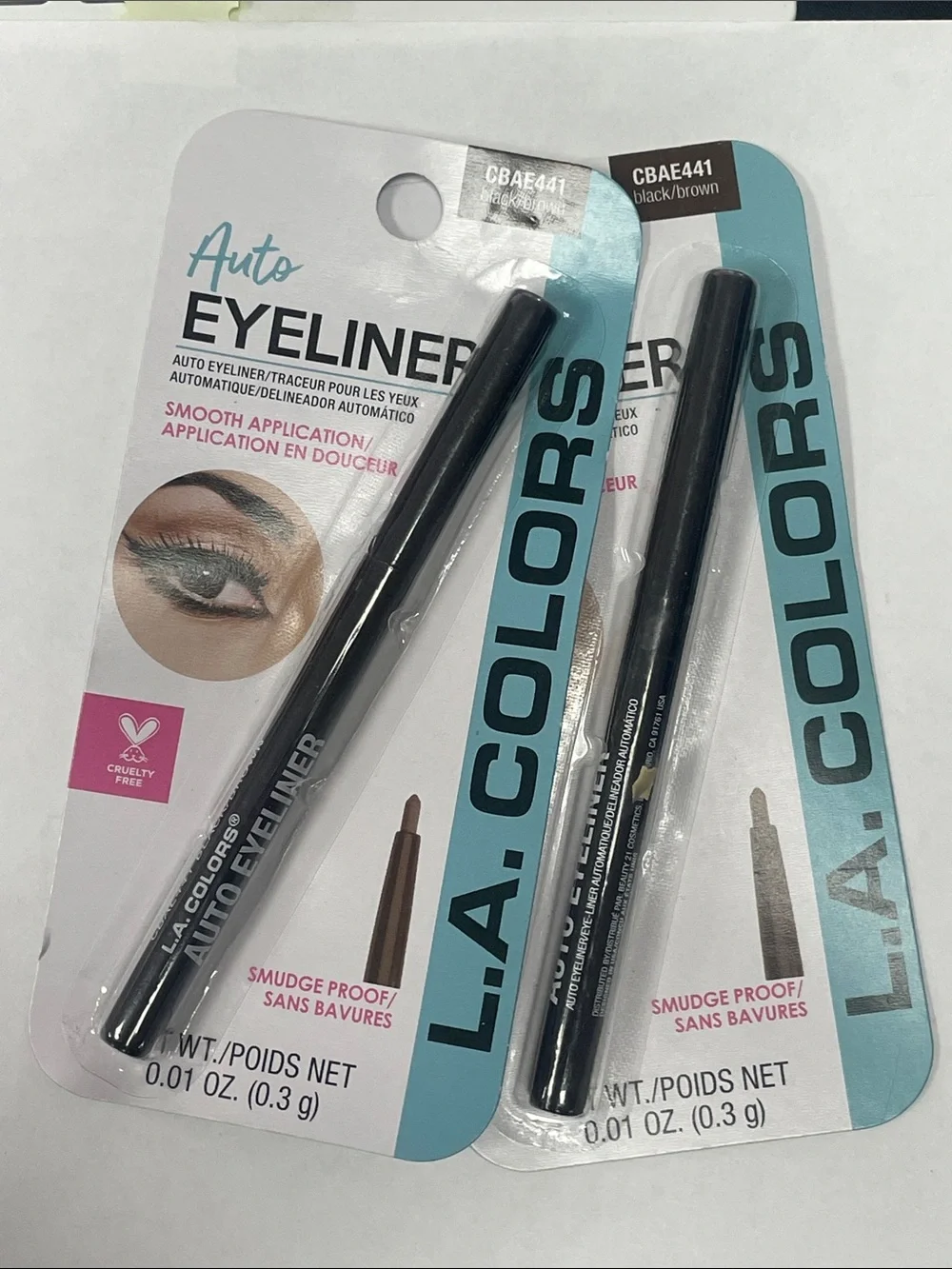 L.A. Colors Auto Eyeliner Lot of 2 - Black/Brown Dual-Tone